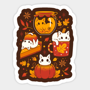 Pumpkin Party Kittens - Fall Cats Sticker